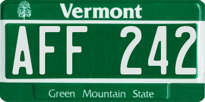 VT license plate AFF242