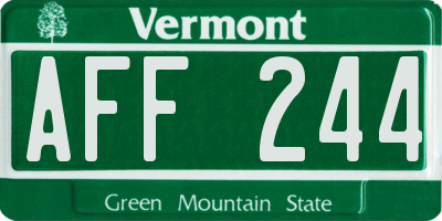 VT license plate AFF244