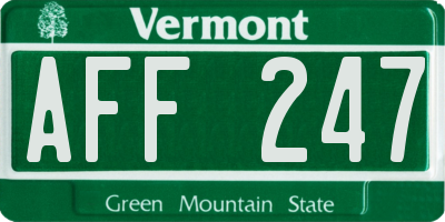 VT license plate AFF247