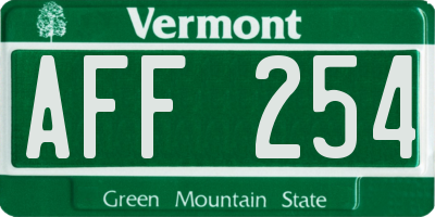 VT license plate AFF254