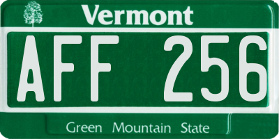 VT license plate AFF256