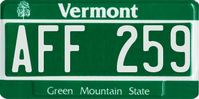 VT license plate AFF259