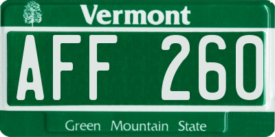 VT license plate AFF260