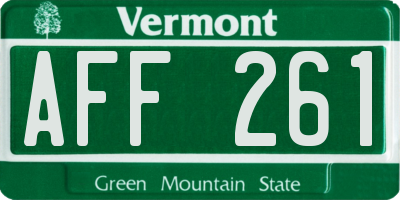 VT license plate AFF261