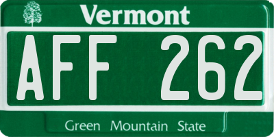 VT license plate AFF262