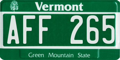 VT license plate AFF265