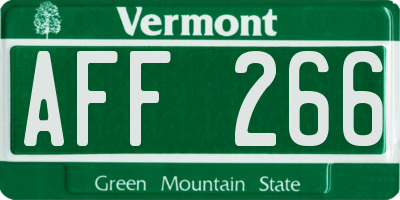 VT license plate AFF266