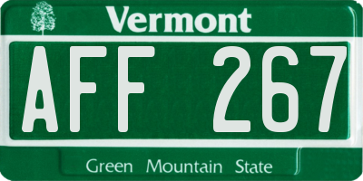 VT license plate AFF267