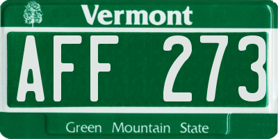VT license plate AFF273