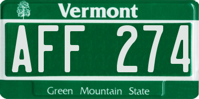 VT license plate AFF274