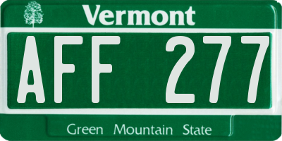 VT license plate AFF277