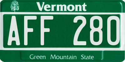 VT license plate AFF280