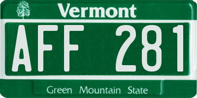 VT license plate AFF281