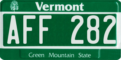 VT license plate AFF282