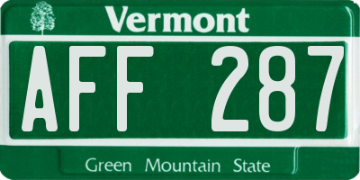 VT license plate AFF287