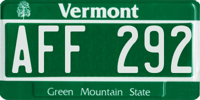 VT license plate AFF292