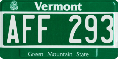 VT license plate AFF293