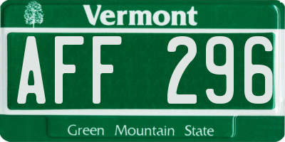 VT license plate AFF296