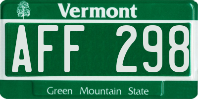 VT license plate AFF298