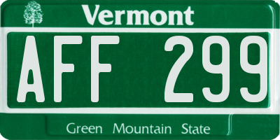 VT license plate AFF299