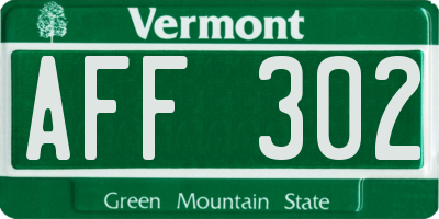 VT license plate AFF302