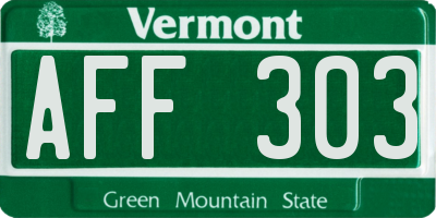 VT license plate AFF303