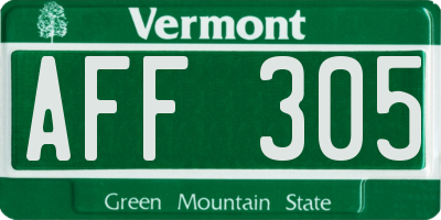 VT license plate AFF305