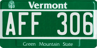 VT license plate AFF306