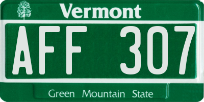 VT license plate AFF307