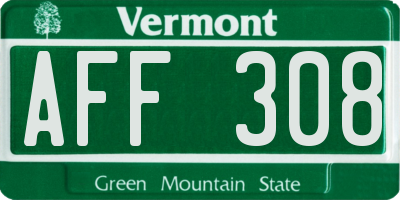 VT license plate AFF308