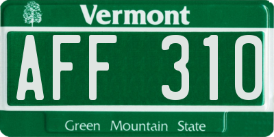 VT license plate AFF310
