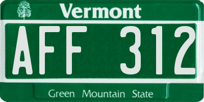 VT license plate AFF312