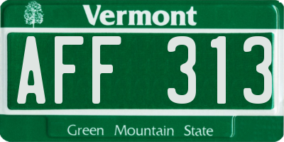 VT license plate AFF313
