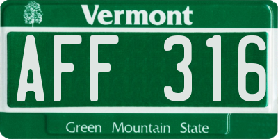 VT license plate AFF316