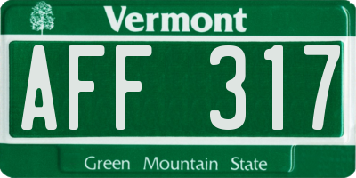 VT license plate AFF317