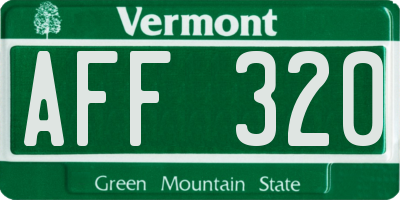 VT license plate AFF320