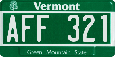 VT license plate AFF321