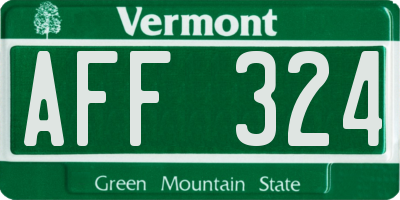 VT license plate AFF324