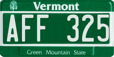VT license plate AFF325