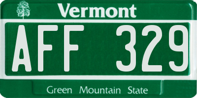 VT license plate AFF329