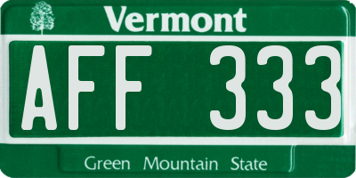 VT license plate AFF333