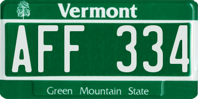 VT license plate AFF334