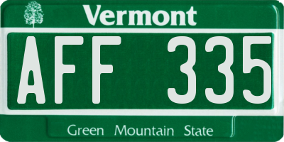 VT license plate AFF335