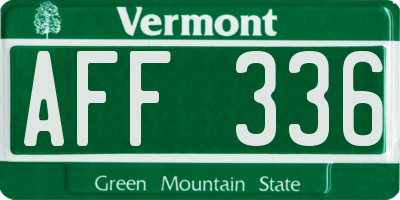 VT license plate AFF336