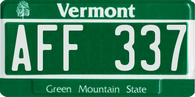 VT license plate AFF337