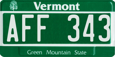 VT license plate AFF343