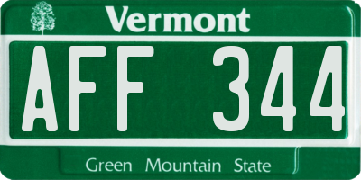 VT license plate AFF344