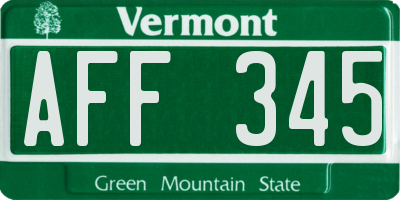 VT license plate AFF345