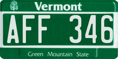VT license plate AFF346