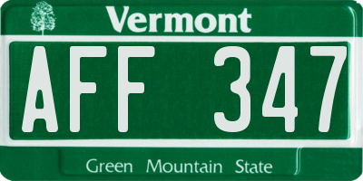 VT license plate AFF347